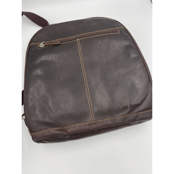 Jack Georges LEATHER BACKPACK "Voyager" DISTRESSED BROWN Unisex CONVERTIBLE BAG - Picture 2 of 16